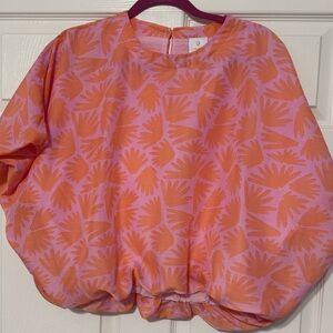 NWOT J. Marie Pink and Orange Bubble Blouse